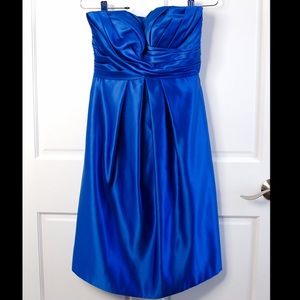 Like new Royal blue satin strapless dress